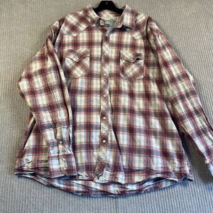 Wrangler Pearl Snap Dress Shirt Men's XXL 20X Competition Red Plaid‎ Untucked